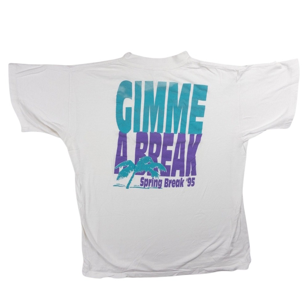 Gimme‎ A Break T Shirt Mens XL White Spring Break 95 Single Stitch Vintage 90s